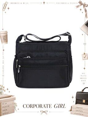 Nylon Crossbody Bag Multi-Pocket Lightweight Travel Messenger Purse